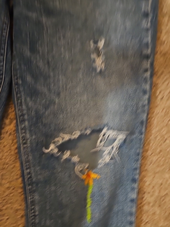 Old Navy Blue Skinny Jeans with Distressed Detail and Small Embroidery - Picture 3 of 3
